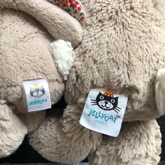 2 Jellycat London 12"&8" Mom&Kid Bunny Rabbit Plush Stuffed Animal Soft Tan - Picture 6 of 7